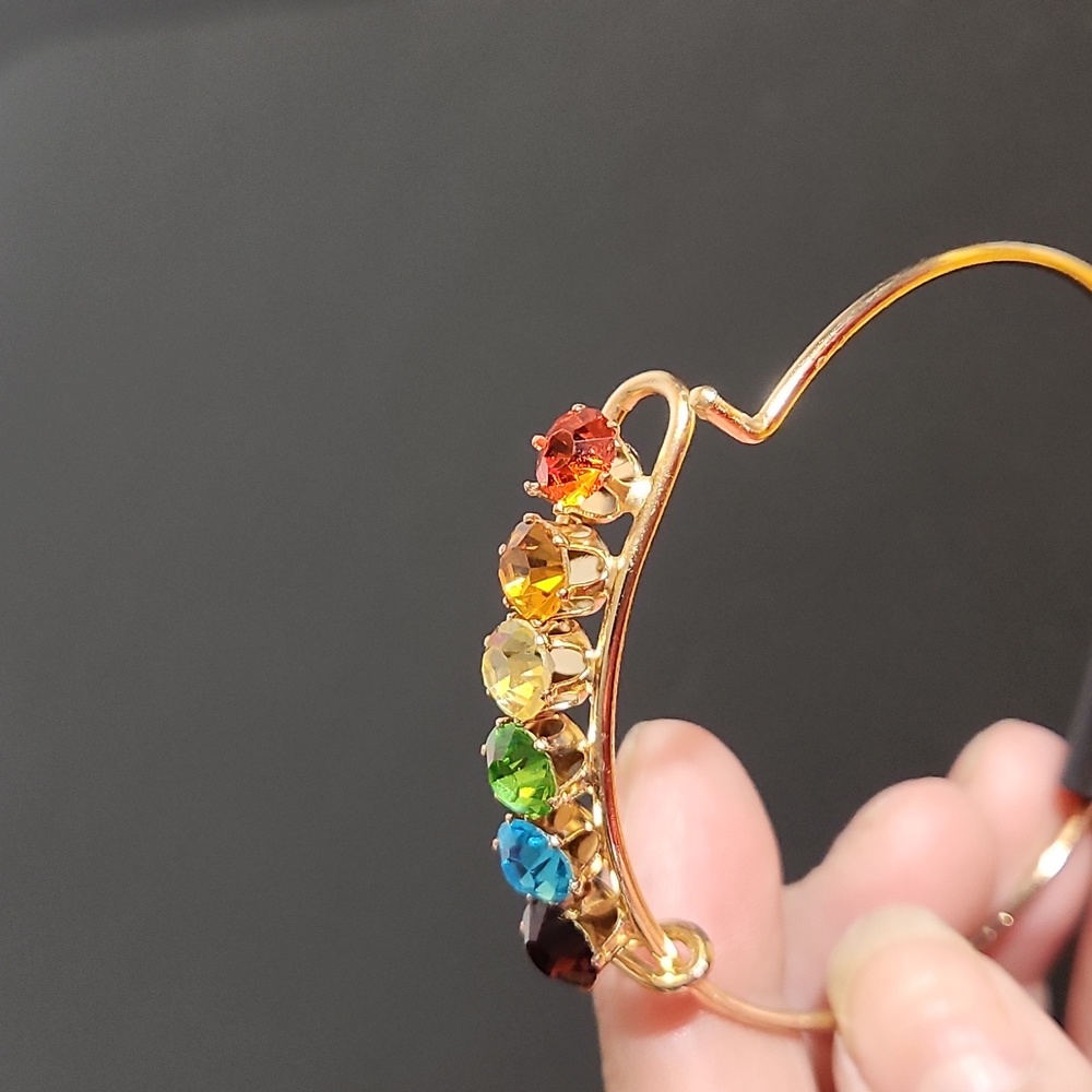G by Gennero Goldtone Pride Rainbow Bling Metal Wire Bracelet - Picture 4 of 4